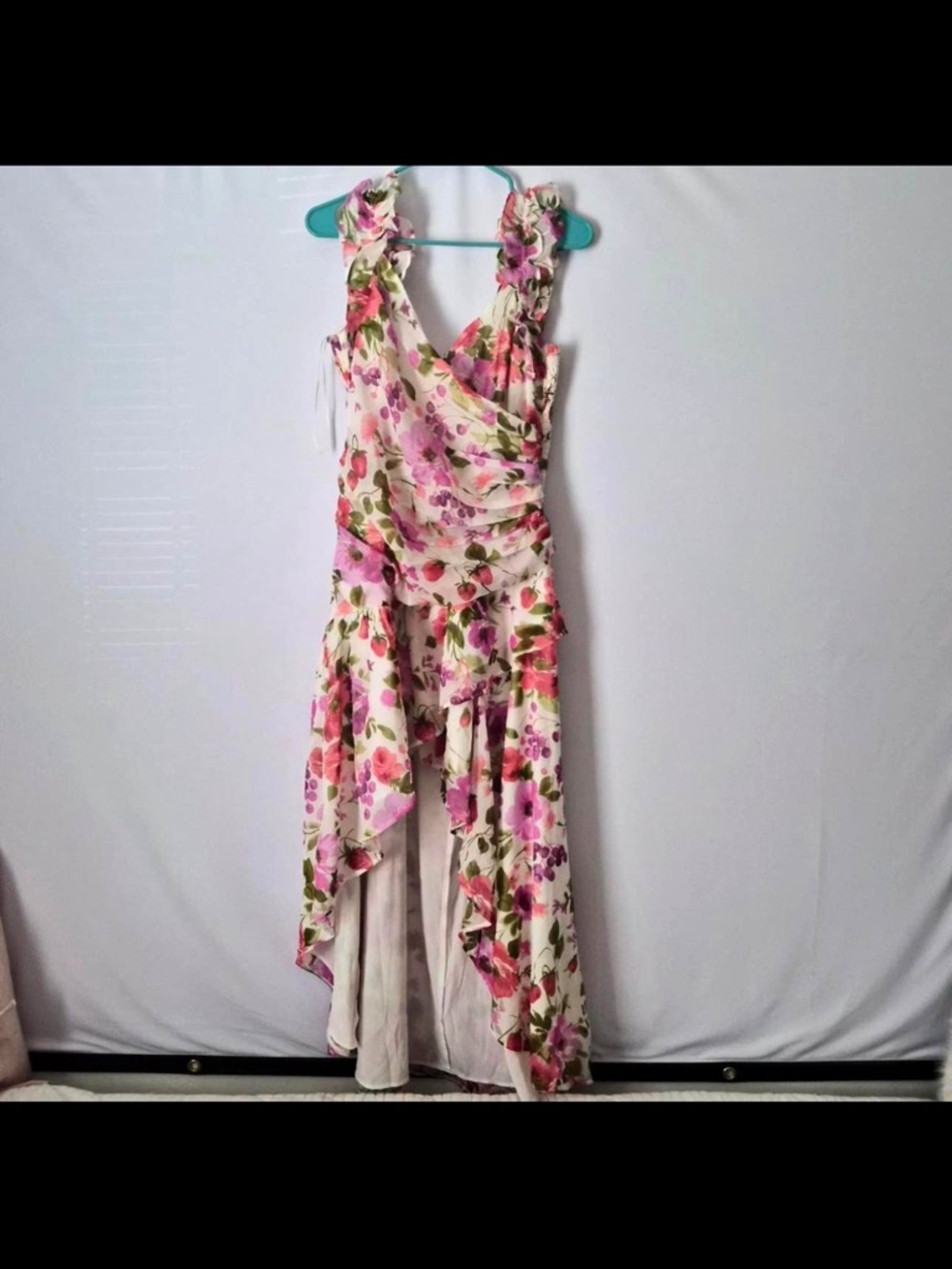 Abercrombie & Fitch Pink Floral High-Low Ruffle Dress